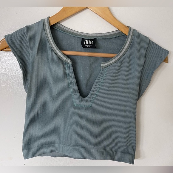 BDG Tops - BDG Women's Blue Ribbed Crop Top
